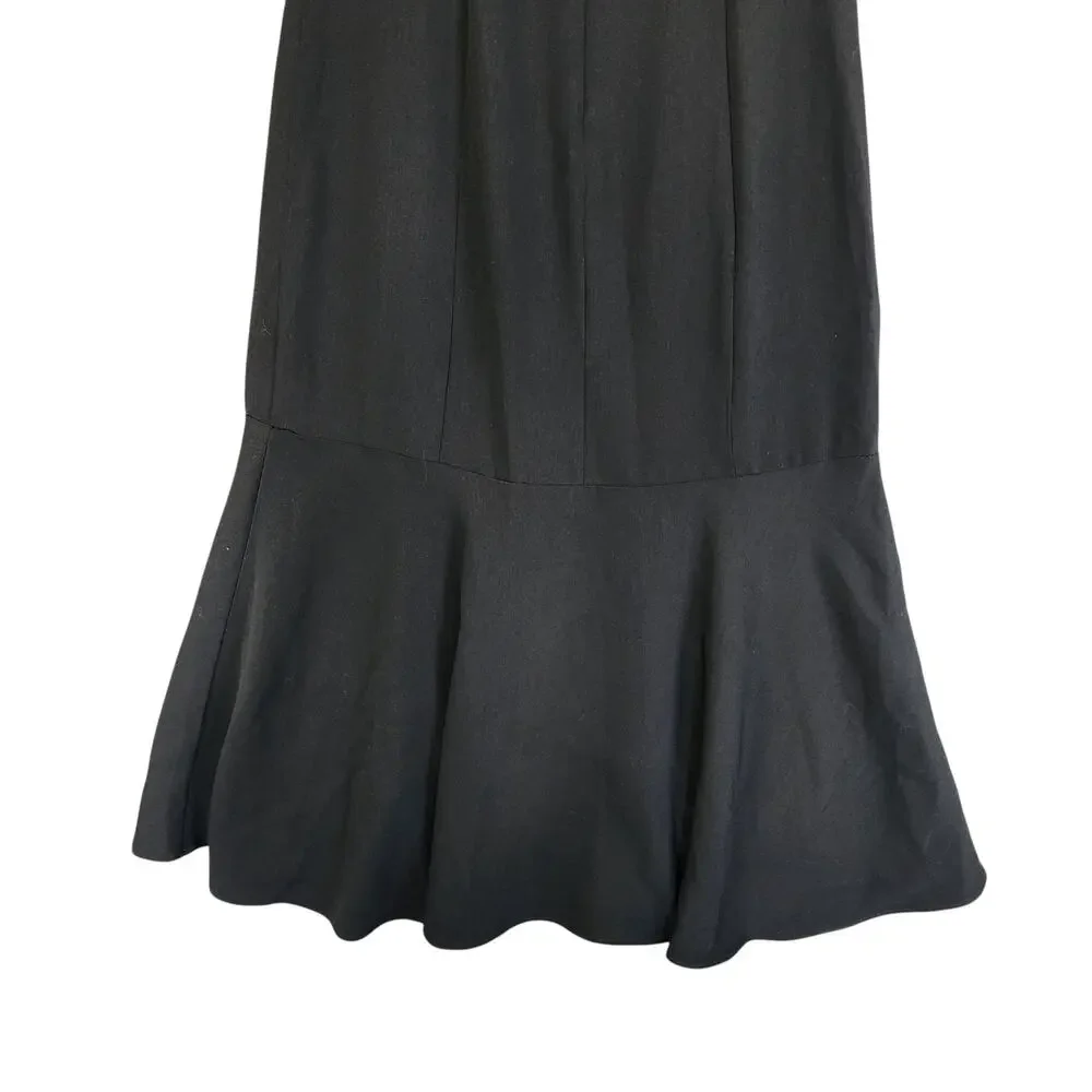 Amanda Uprichard Womens Evalina Dress Size Small Black Flounce Hem Midi‎ LBD